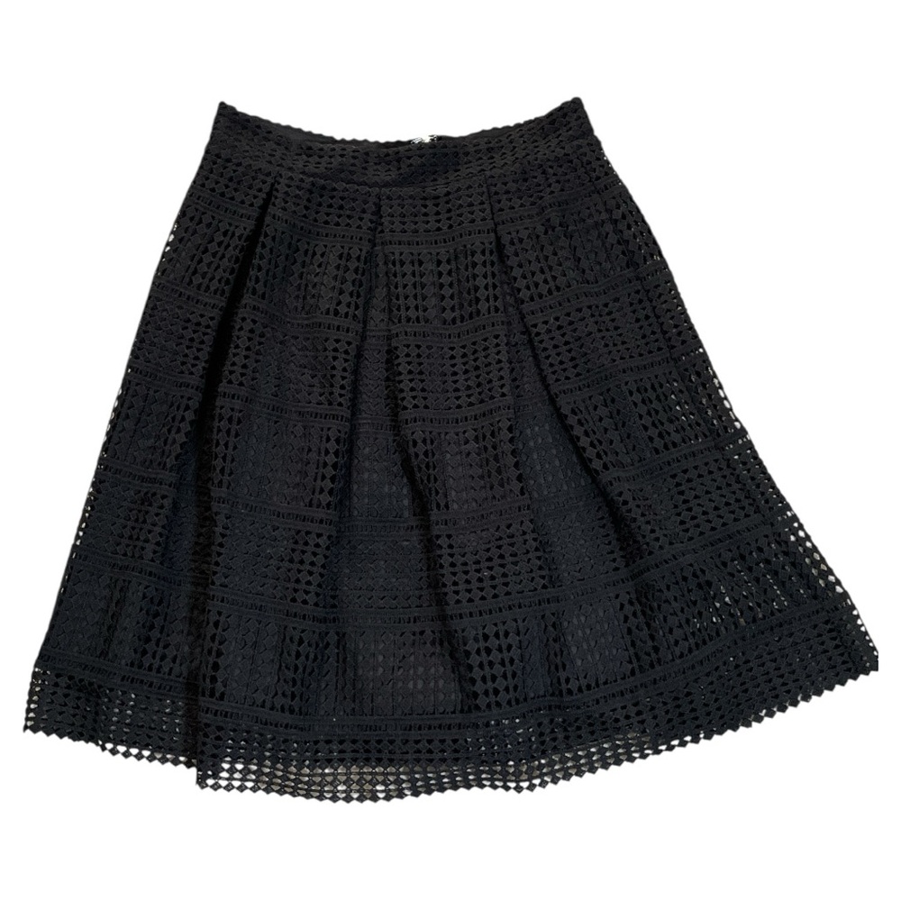 Mi a mi Black A-Line Lace Skirt Pleated Size Large Style cs6044